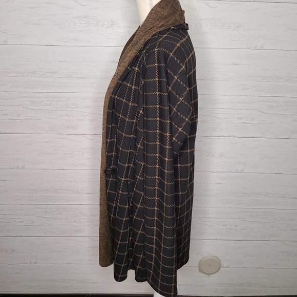 Anthropologie Sanctuary Black & Brown Check Draped Cardigan - Picture 10 of 12